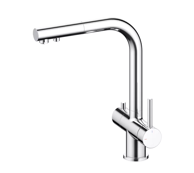Смеситель для кухни с подключением фильтра и выдвижной лейкой Timo Saona 2356/00FL, Выбрать цвет: Хром