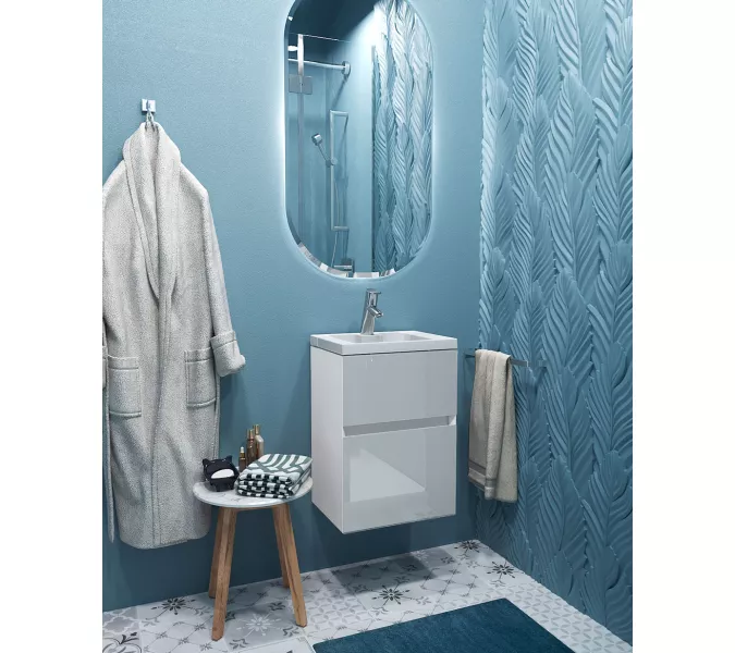 Тумба подвесная с раковиной  1Marka  Bumble 1 ящик, Выбрать размер: 40, изображение 4