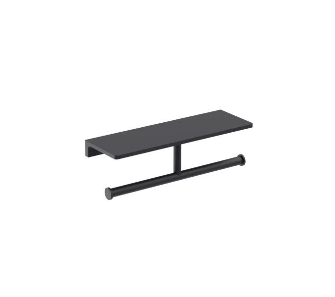 Бумагодержатель двойной с полкой для телефона Timo Selene, Выбрать цвет: Черный