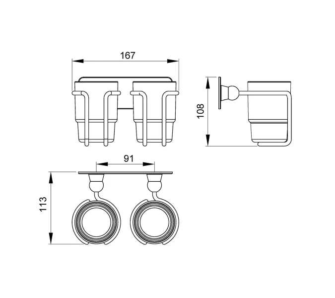 Стакан для зубных щеток двойной Timo Nelson, Выбрать цвет: Антик, изображение 2