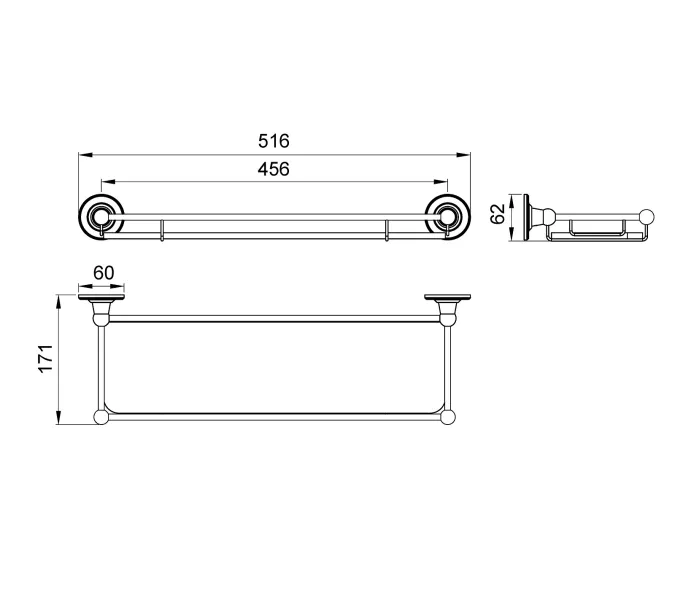 Полка в ванну стеклянная Timo Nelson, Выбрать цвет: Хром, изображение 2