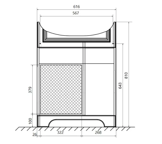 Тумба напольная без  раковины 1Marka Прованс, Выбрать размер: 65, изображение 6