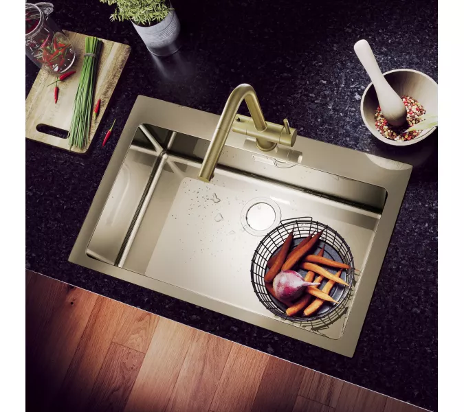 Смеситель для кухни с подключением фильтра и выдвижной лейкой Timo Saona 2356/17FL, Выбрать цвет: Золото, изображение 2