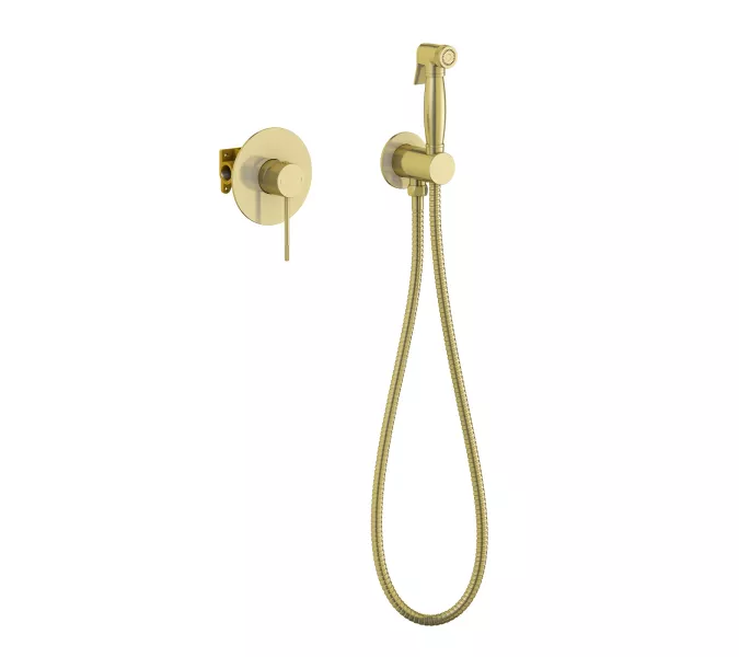 Смеситель встроенный с гигиеническим душем Timo Saona 2389/17SM, Выбрать цвет: Золото