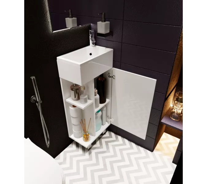 Тумба напольная с раковиной 1Marka Laura 1 дверь, Выбрать цвет: Белый, изображение 5