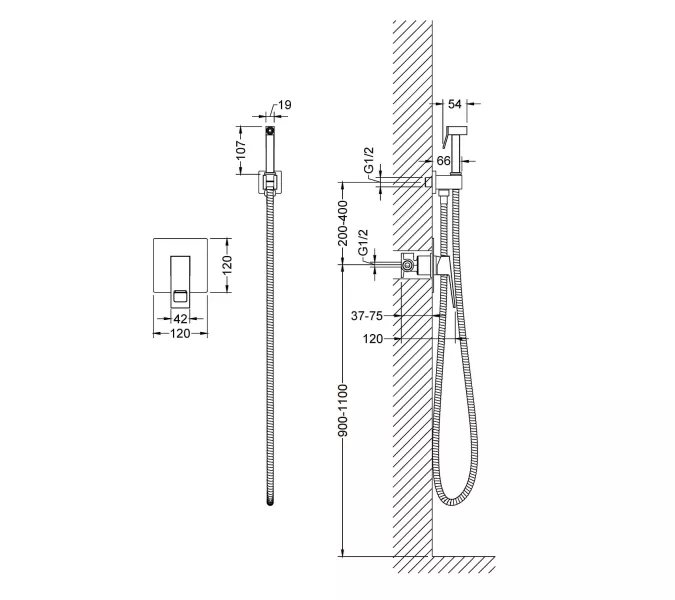 Смеситель встроенный с гигиеническим душем Timo Briana 7189/17SM, Выбрать цвет: Золото, изображение 3