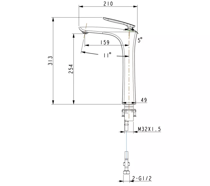 Смеситель для раковины-чаши Timo Helmi 4011/03F, Выбрать цвет: Черный, изображение 2