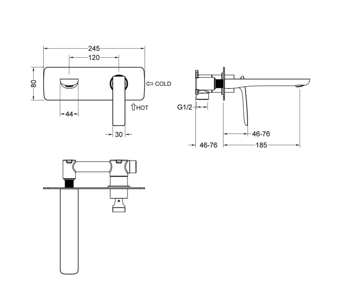 Смеситель для раковины встроенный Timo Helmi 4071/03SM, Выбрать цвет: Черный, изображение 2