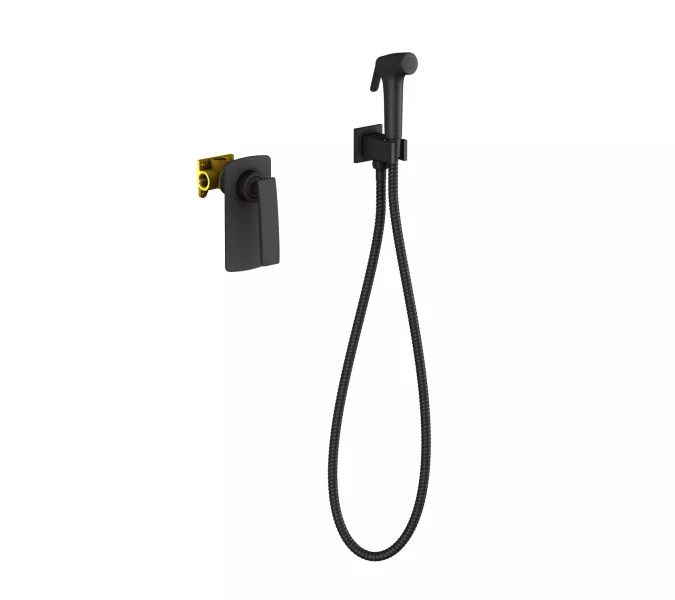 Смеситель встроенный с гигиеническим душем Timo Helmi 4089/03SM, Выбрать цвет: Черный