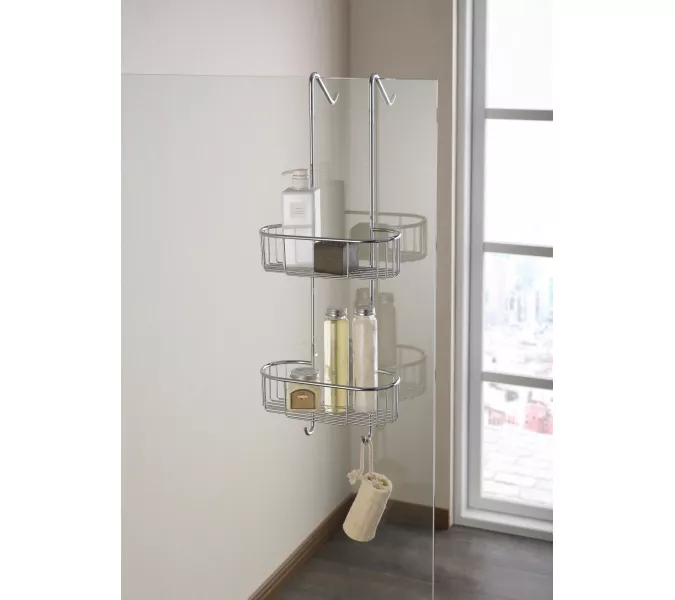 Полка двойная с крючком Timo Nelson, Выбрать цвет: Хром, изображение 2