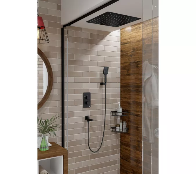 Душевая система встроенная с термостатом Timo Petruma SX-5019, Выбрать цвет: Черный, изображение 2