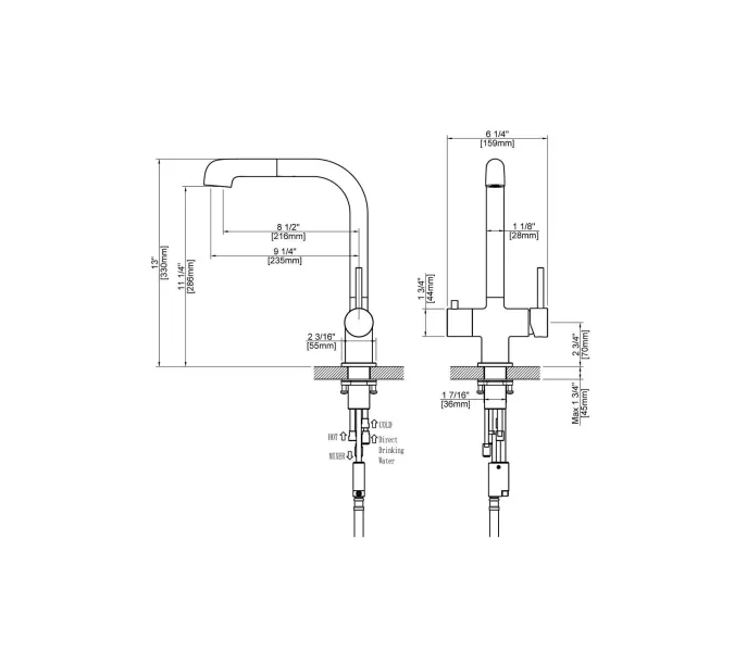 Смеситель для кухни с подключением фильтра и выдвижной лейкой Timo Saona 2346/02FL, Выбрать цвет: Золото, изображение 5