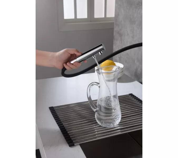 Смеситель для кухни с подключением фильтра и выдвижной лейкой Timo Saona 2356/00FL, Выбрать цвет: Хром, изображение 6