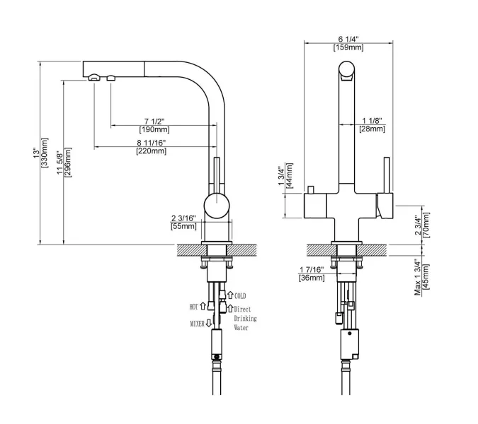 Смеситель для кухни с подключением фильтра и выдвижной лейкой Timo Saona 2356/17FL, Выбрать цвет: Золото, изображение 6