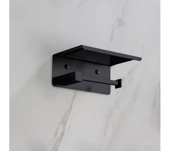 Бумагодержатель с полкой для телефона Timo Selene, Выбрать цвет: Черный, изображение 3