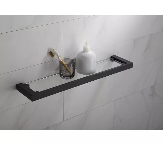 Полка в ванную стеклянная Timo Selene, Выбрать цвет: Черный, изображение 2