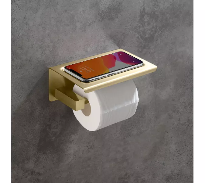 Бумагодержатель с полкой для телефона Timo Selene, Выбрать цвет: Золото, изображение 2