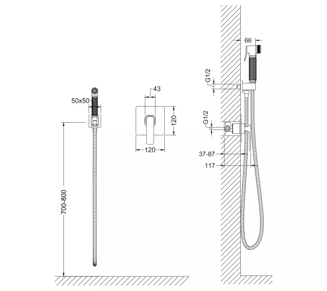 Смеситель встроенный с гигиеническим душем Timo Torne 4389/17SM, Выбрать цвет: Золото, изображение 3