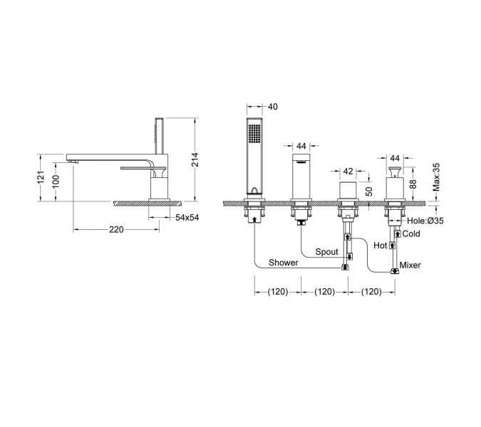 Смеситель врезной для ванны с душем Timo Torne 4330/17Y, Выбрать цвет: Золото, изображение 4