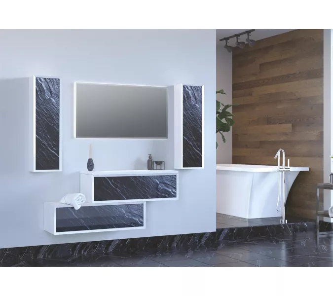 Пенал подвесной Marka One Milacco , Ориентация: левая, Выбрать цвет: Черный камень, изображение 3