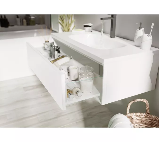 Тумба подвесная с раковиной 1 Marka  Milacco , Выбрать цвет: Белый, изображение 2