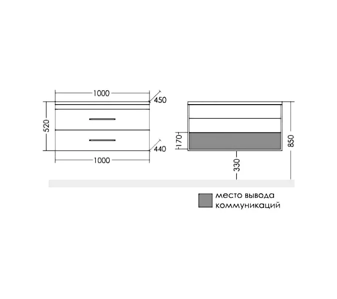 Тумба подвесная СанТа Венера, Выбрать размер: 100, Выбрать цвет: Дуб адриатика, изображение 2