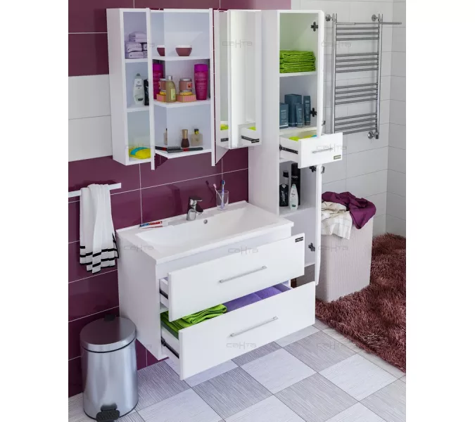 Тумба подвесная "Омега-80" 2 ящика, без раковины, изображение 2