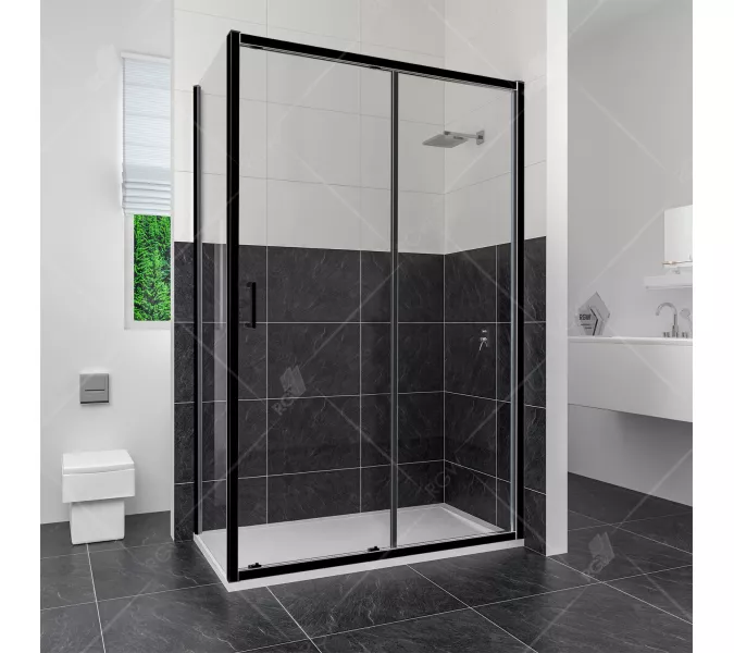 Душевой уголок RGW CL-48B (CL-14B + Z-050-1B), Цвет стекла: прозрачное, Цвет профиля (вариация): Черный, Выбрать размер: 160x100, изображение 2