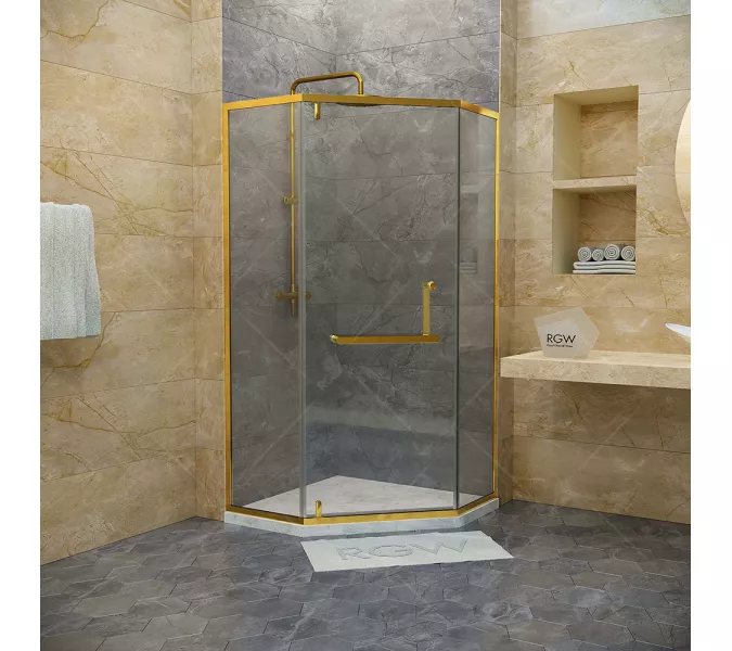 Душевой уголок RGW HO-084G, Цвет стекла: прозрачное, Цвет профиля: Золотой, Выбрать размер: 1000*1000, изображение 2