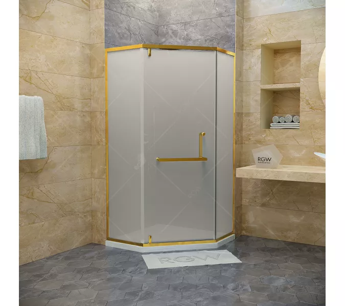 Душевой уголок RGW HO-084G, Цвет стекла: матовое-сатинат, Цвет профиля (вариация): Золотой, Выбрать размер: 90x90, изображение 2