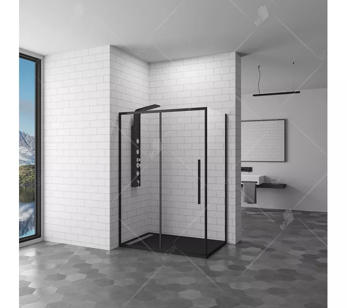 Душевой уголок RGW SV-42B (SV-12B + Z-050-2B), Цвет стекла: прозрачное, Цвет профиля (вариация): Черный, Выбрать размер: 1200x800, изображение 3