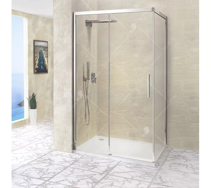 Душевой уголок RGW LE-41-1 (LE-12 + Z-060-2) прозрачное/хром, Цвет стекла: прозрачное, Цвет профиля (вариация): Хром, Выбрать размер: 2000x1000, изображение 2