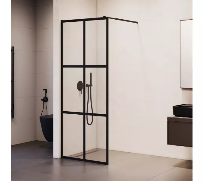Перегородка для душа RGW WA-111B, Цвет стекла: прозрачное, Цвет профиля: Черный, Выбрать размер: 80