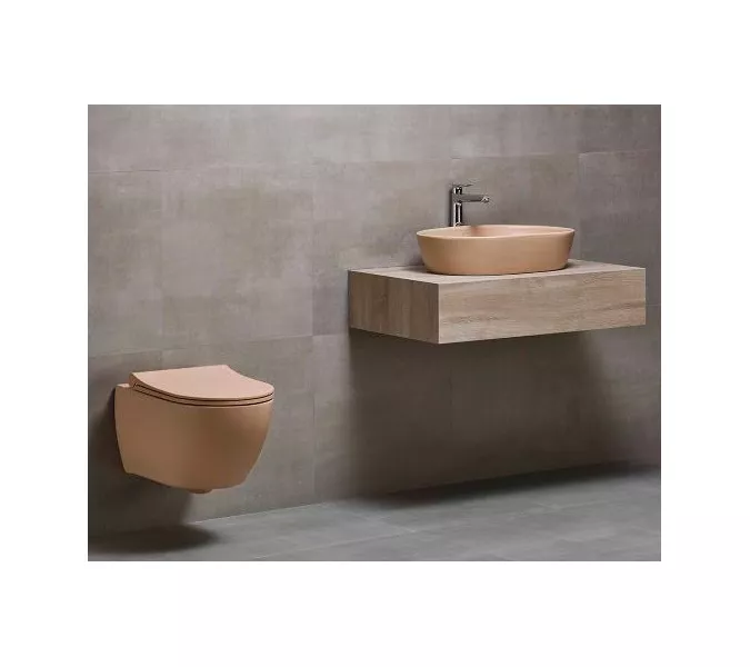 Унитаз подвесной beWash Bogen с сиденьем микролифт латте (бежевый), Выбрать цвет: Бежевый, изображение 2