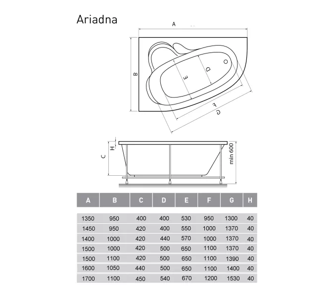 Ванна  акриловая Relisan Ariadna L/R, Выбрать размер: 135х95, Ориентация: левая, изображение 6