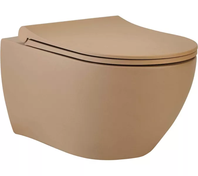Унитаз подвесной beWash Bogen с сиденьем микролифт латте (бежевый), Выбрать цвет: Бежевый