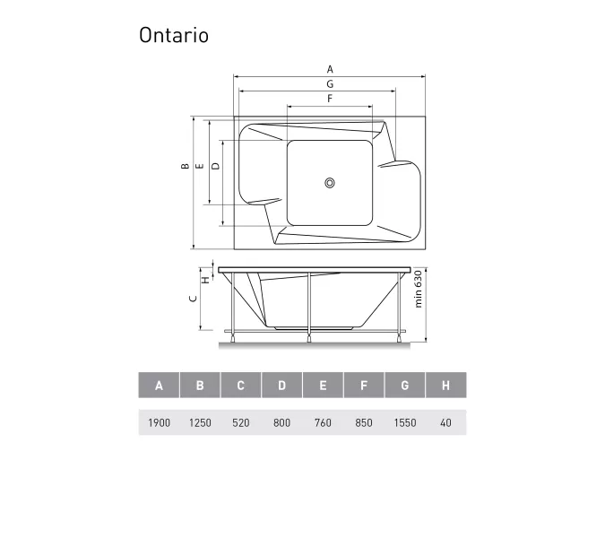 Ванна  акриловая Vayer Ontario 190*125, изображение 5