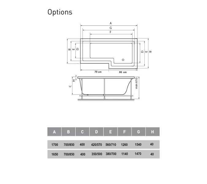 Ванна  акриловая асимметричная Vayer Options, Выбрать размер: 165х85, Ориентация: правая, изображение 2