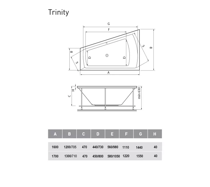 Ванна  акриловая Vayer Trinity L/R, Выбрать размер: 160х120, Ориентация: левая, изображение 4