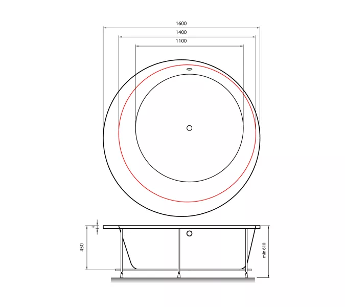 Ванна  акриловая Vayer Boomerang D1600  160*160, изображение 4