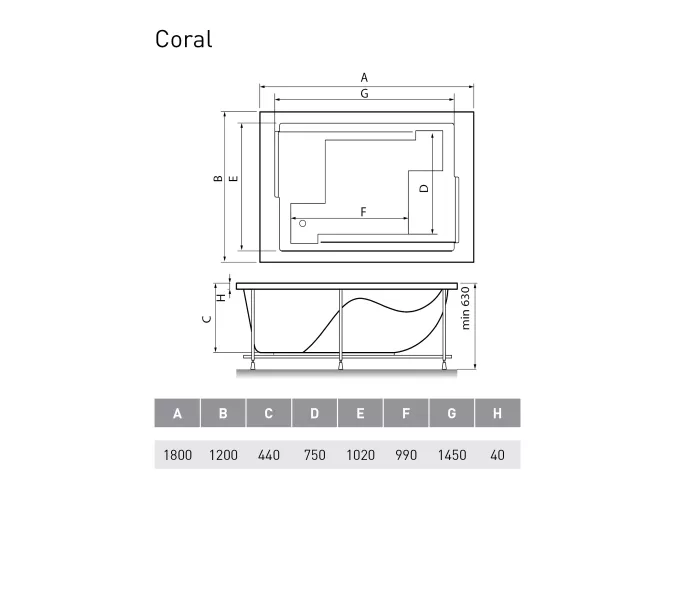 Ванна  акриловая Vayer Coral 180*120, изображение 7