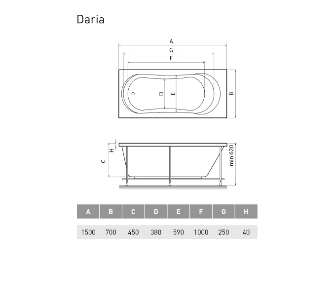 Ванна  акриловая Relisan DARIA 150*70, изображение 5