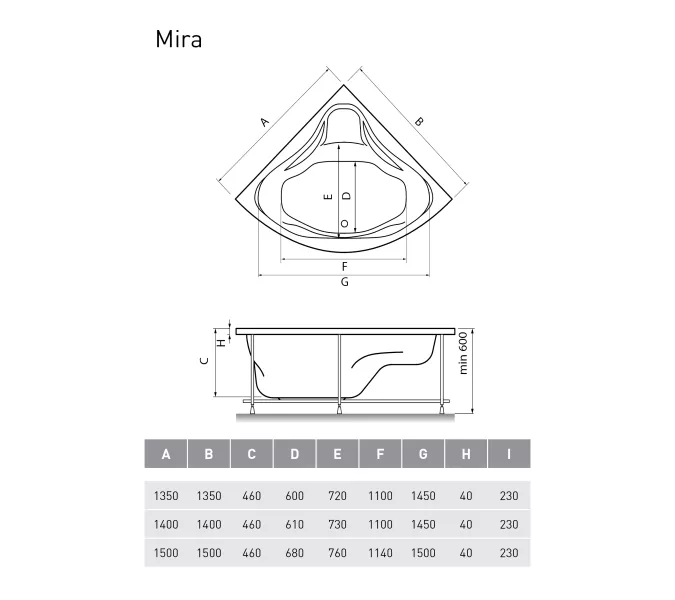 Ванна  акриловая Relisan MIRA, Выбрать размер: 135х135, изображение 6