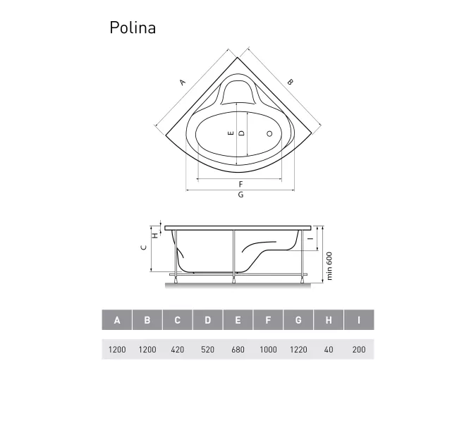 Ванна  акриловая Relisan Polina 120*120, изображение 3