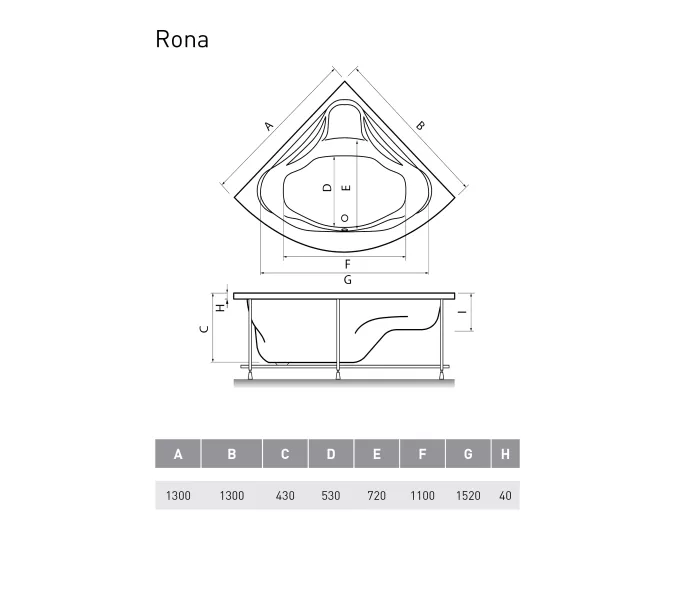 Ванна  акриловая Relisan Rona 130*130, изображение 5