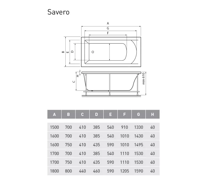 Ванна  акриловая Vayer Savero, Выбрать размер: 150*70, изображение 5