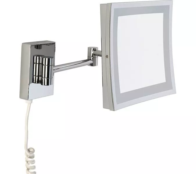 Аксессуары/Комплектующие: Sanibano  настенное квадратное зеркало (3x) с LED подсветкой (с проводом и вилкой)   хром 1 в магазине Акватория