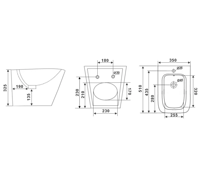 Биде подвесное Timo Keramiikka SOLI ТК-304, Выбрать цвет: Черный, изображение 2