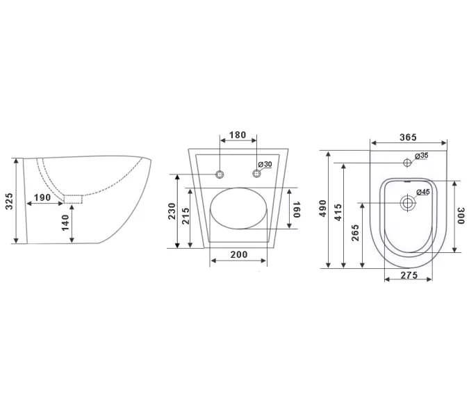 Биде подвесное Timo Keramiikka  KULO TK-404, Выбрать цвет: Черный, изображение 2