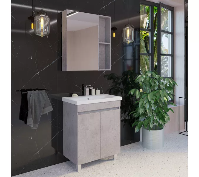 COMFORTY. Тумба-умывальник "Осло-70НД" бетон светлый с раковиной COMO 70